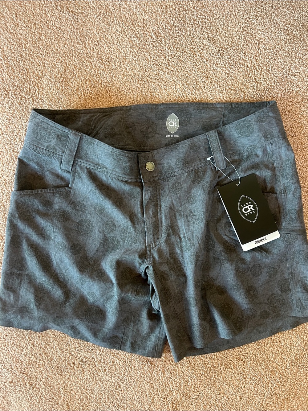 Club Ride Apparel Women's Dark Gray Patterned Shorts
